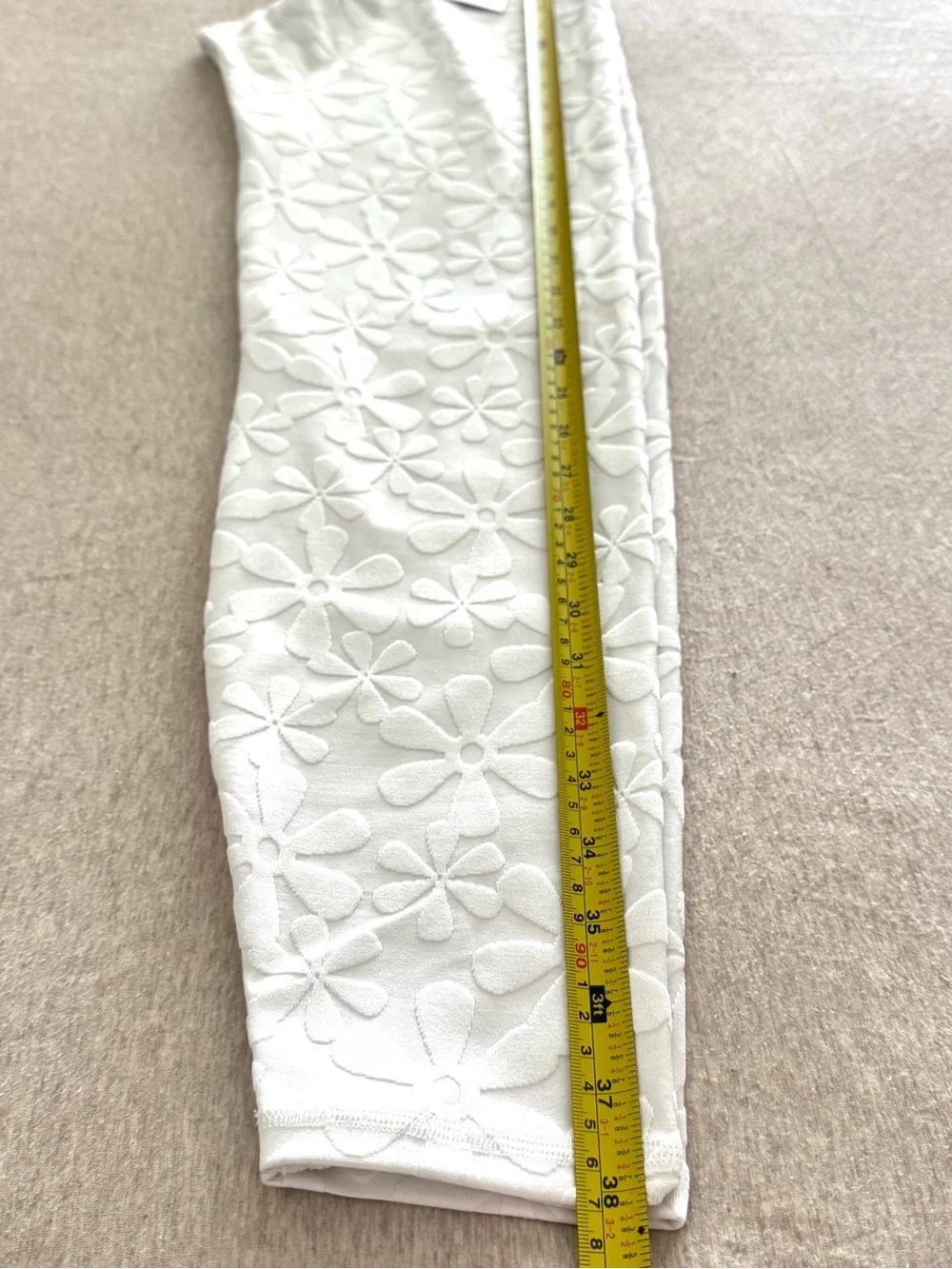 Kenny Flowers The Santorini White Floral Jacquard High-Waist Leggings Sz Medium